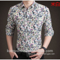 Long sleeve floral printed man dress shirts slim fit fashion designer shirts mens